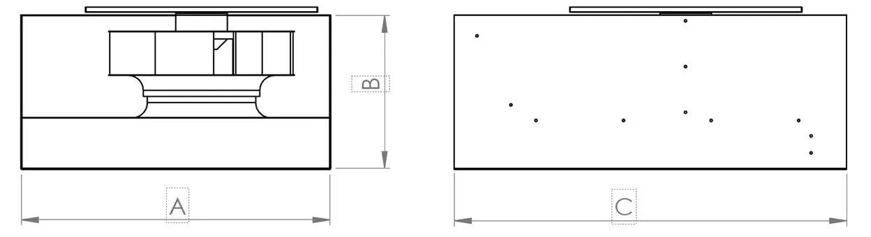 Размеры и чертеж прямоугольного канального вентилятора REC
